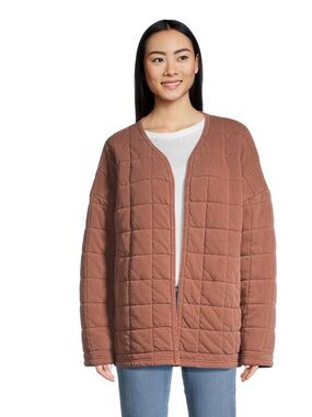 Cost Plus World Market Quilted Open-Front Jacket in Rose Size S/M